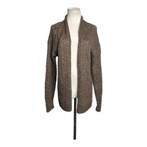 Cotton Emporium brown long sleeves open knit open front cardigan size Large